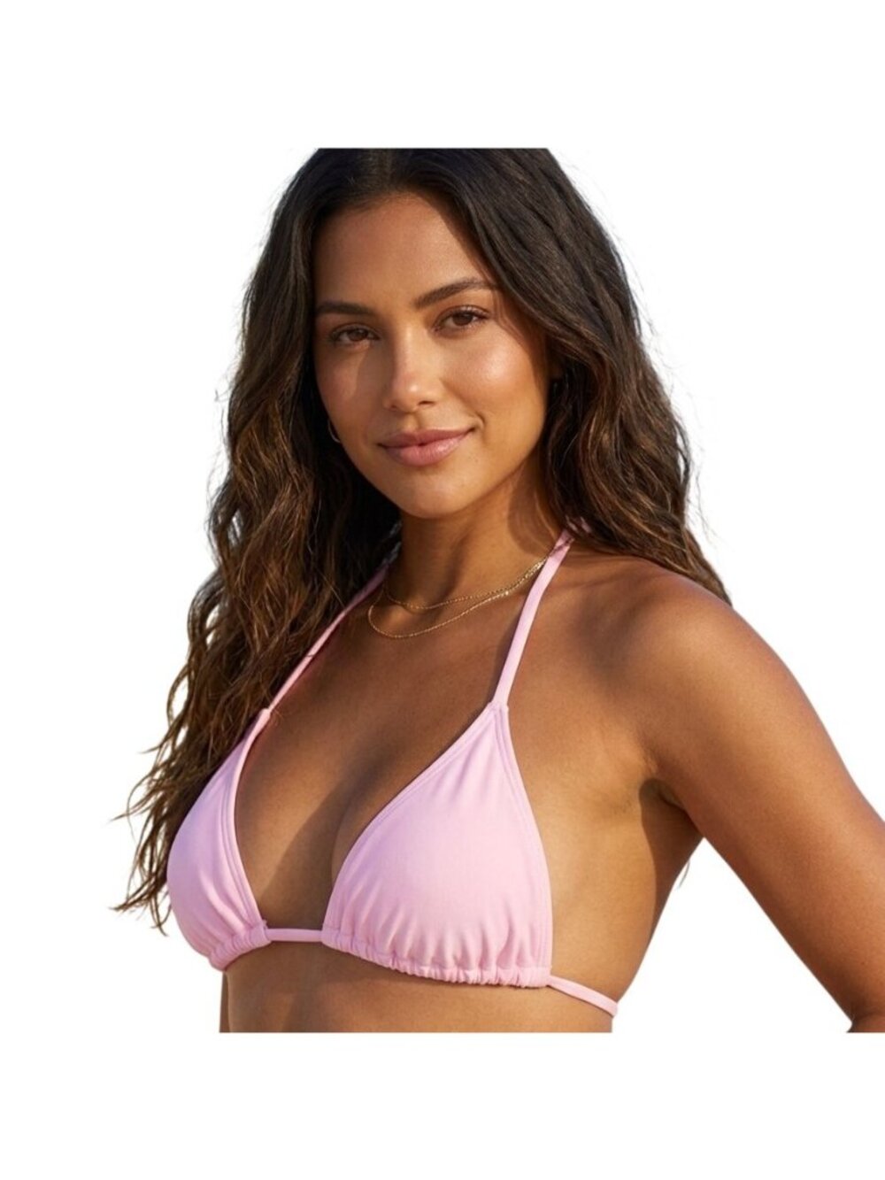 Juniors’ Triangle String Bikini Halter Top Bathing Suit Light Pink XS S M Beach